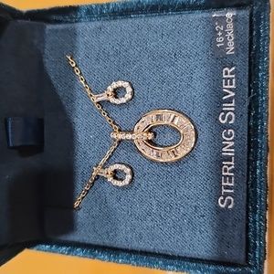 Sterling Silver & CZ Necklace and Earring Set